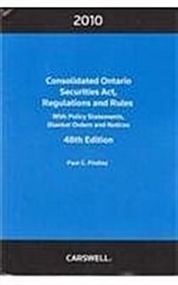 Cosolidated Ontario Securities Act, Regulations and Rules 2011 (Paperback, CD-ROM)