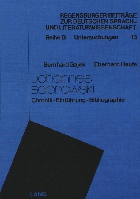 Johannes Bobrowski: Chronik - Einfuehrung - Bibliographie (Paperback)