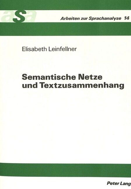 Semantische Netze Und Textzusammenhang (Paperback)