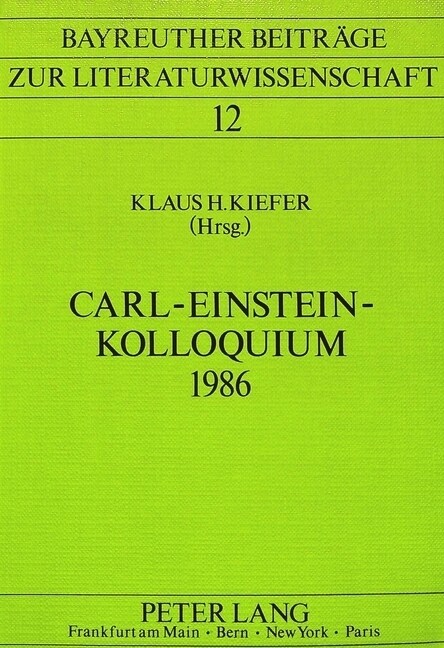 Carl-Einstein-Kolloquium 1986 (Paperback)