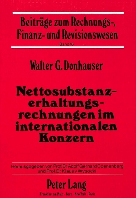 Nettosubstanzerhaltungsrechnungen Im Internationalen Konzern (Paperback)