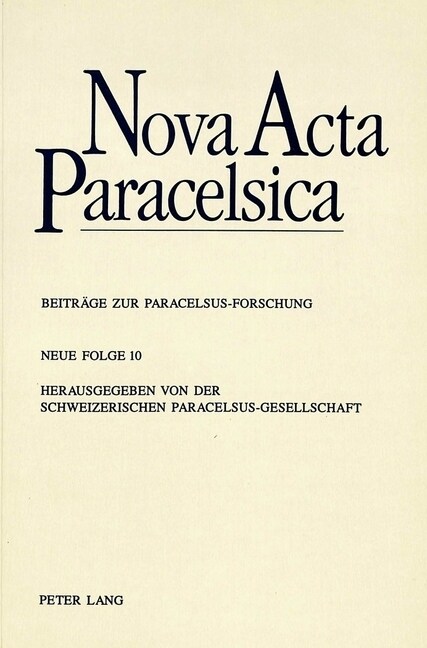 Nova ACTA Paracelsica: Band 10 (Paperback)