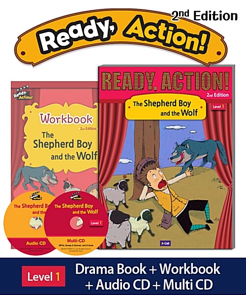 Ready Action Level 1: The Shepherd Boy and the Wolf (Student Book with CDs + Workbook, 2nd Edition)
