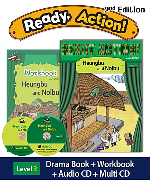 Ready Action Level 3 : Heungbu and Nolbu (Student Book with CDs + Workbook, 2nd Edition)
