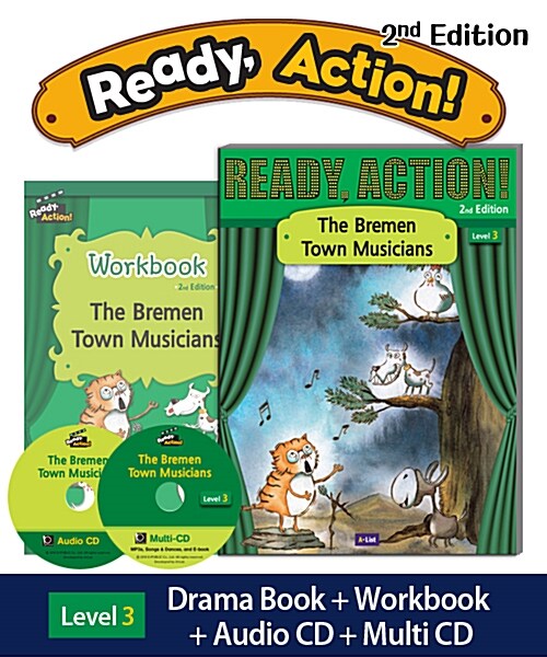 Ready Action Level 3 : The Bremen Town Musicians (Student Book with CDs + Workbook, 2nd Edition)