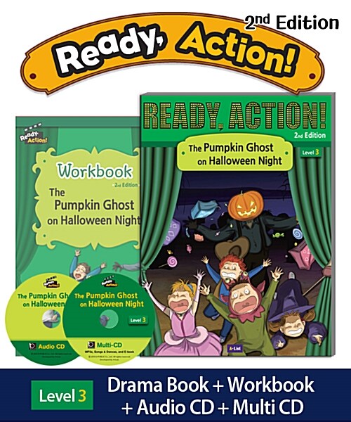 Ready Action Level 3 : The Pumpkin Ghost on Halloween Night (Student Book with CDs + Workbook, 2nd Edition)