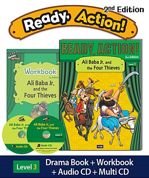 Ready Action Level 3 : Ali Baba Jr. and the Four Thieves (Student Book with CDs + Workbook, 2nd Edition)
