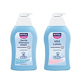 니베아 베이비 젠틀 샴푸&바스 500ml+베이비 마일드 로션 500ml