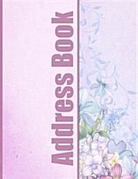 Address Book: Large Print - Plum & Blue Floral (Paperback)