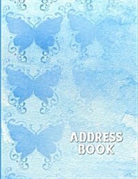 Address Book: Large Print - Blue Butterflies (Paperback)