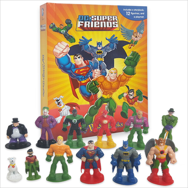 [중고] DC Super Friends My Busy Book 디씨 슈퍼 프렌즈 비지북 (미니피규어 12개 + 놀이판)