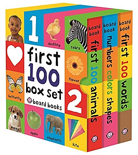 First 100 Board Book Box Set (3 Books): First 100 Words, Numbers Colors Shapes, and First 100 Animals (Board Book 3권)