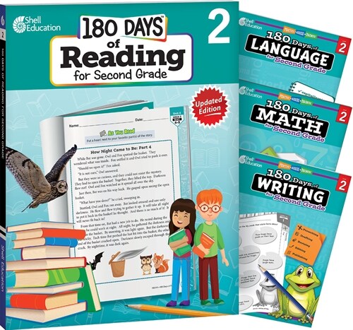180 Days Reading, Math, Writing, & Language Grade 2: 4-Book Set (Paperback)