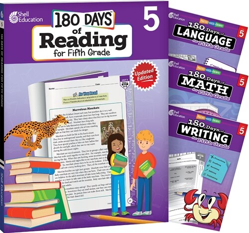 180 Days Reading, Math, Writing, & Language Grade 5: 4-Book Set (Paperback)
