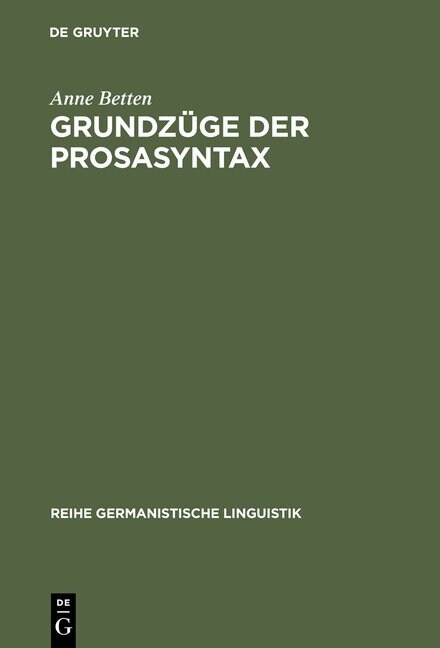 Grundz?e Der Prosasyntax (Hardcover, Reprint 2016)