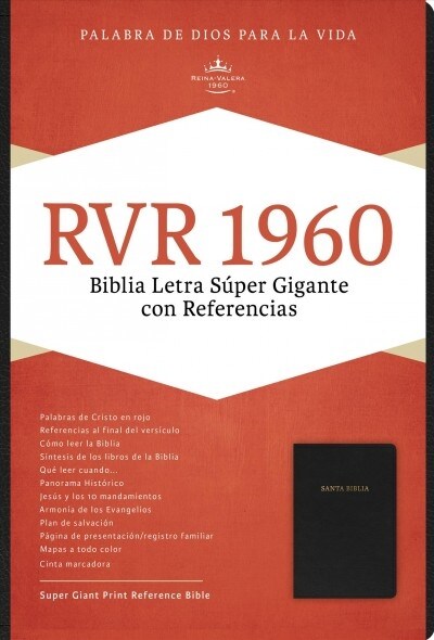 Rvr 1960 Biblia Letra Super Gigante, Negro Piel Fabricada Con Indice (Bonded Leather)