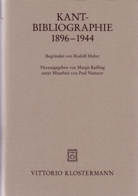Kant-Bibliographie 1896-1944 (Hardcover)