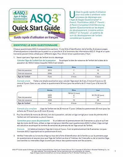 Asq-3(tm) Quick Start Guide in French (Other)