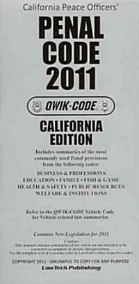 California Peace Officers Penal Code 2011 (Paperback)
