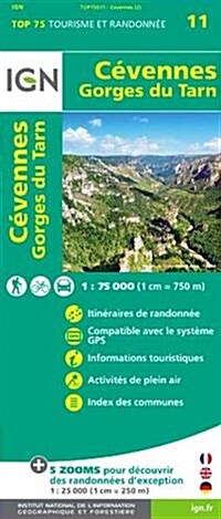Cevennes / Gorges du Tarn : IGN.75011 (Sheet Map, folded)
