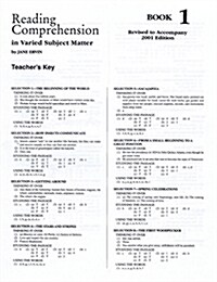 Reading Comprehension Book in Varied Subject Matter Book 1 : Teachers Key (Paperback) (Unknown Binding)