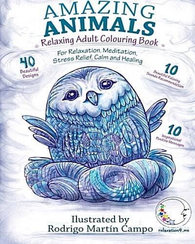 Relaxing Adult Coloring Book: Amazing Animals (Paperback)