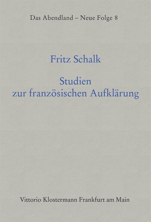 Studien Zur Franzosischen Aufklarung (Hardcover)