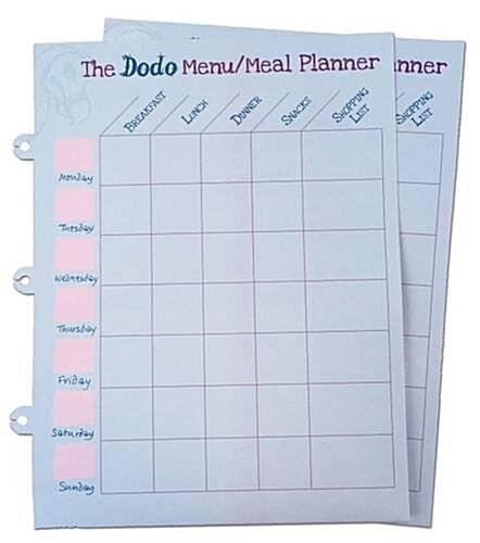 Dodo Pad Weekly Wipe-Clean Menu / Meal Planner : Suitable for Dodo Pad, Acad-Pad Desk Diaries and Dodo Blank Book (Other)