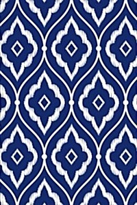 Porcelain Indigo Blue and White Persian Ikat Pattern Journal: 150 Page Lined Notebook/Diary (Paperback)