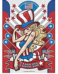 Daily Planner Journal: U.S.A. Flag America Retro Pin-Up Girl 365 + Days Bullet Journaling Blank Notebook with Sections for Date, Time, Notes, (Paperback)
