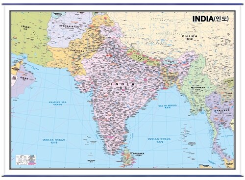 인도 (코팅 표구/걸이용) : 단면(축척 1:4,900,000)