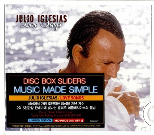 [수입] Julio Iglesias - Love Songs (Disc Box Sliders: Mid Price)