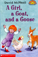 (A) girl a goat, and a goose 