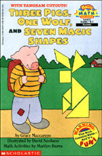 Three pigs, one wolf, and seven magic shapes :a math reader with tangram cutouts! 