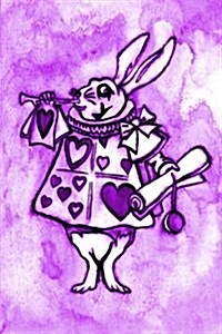 Alice in Wonderland Watercolour Journal - White Rabbit With Trumpet (Purple): 100 page 6 x 9 Ruled Notebook: Inspirational Journal, Blank Notebook, Bl (Paperback)