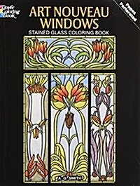 Art Nouveau Windows Stained Glass Coloring Book (Paperback)