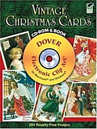 Vintage Christmas Cards [With CDROM] (Paperback, Green)