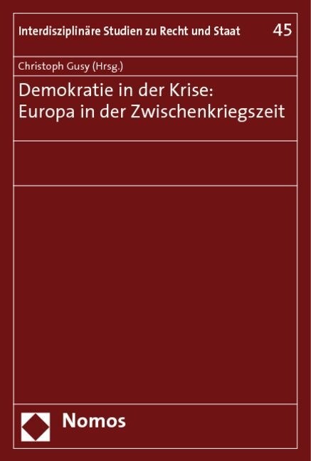 Demokratie in Der Krise: Europa in Der Zwischenkriegszeit (Paperback)