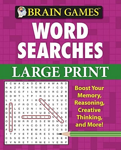 Brain Games - Word Searches - Large Print (Purple) (Spiral)