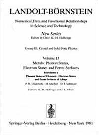 Phonon States of Elements. Electron States and Fermi Surfaces of Alloys / Phononenzust?de Von Elementen. Elektronenzust?de Und Fermifl?hen Von Legi (Hardcover, 1981)