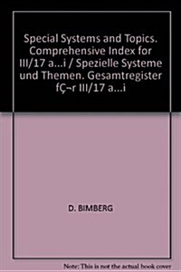Special Systems and Topics. Comprehensive Index for III/17 A...I / Spezielle Systeme Und Themen. Gesamtregister F? III/17 A...I (Hardcover, 1985)