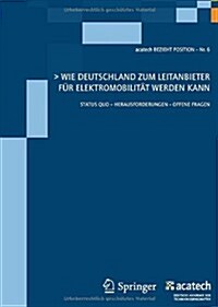 Wie Deutschland Zum Leitanbieter Fur Elektromobilitat Werden Kann: Status Quo - Herausforderungen - Offene Fragen                                      (Paperback)