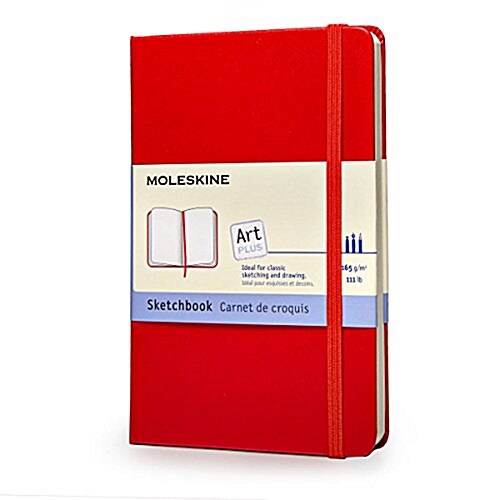 Moleskine Art Plus Sketchbook, Pocket, Plain, Red, Hard Cover (3.5 X 5.5) (Hardcover)