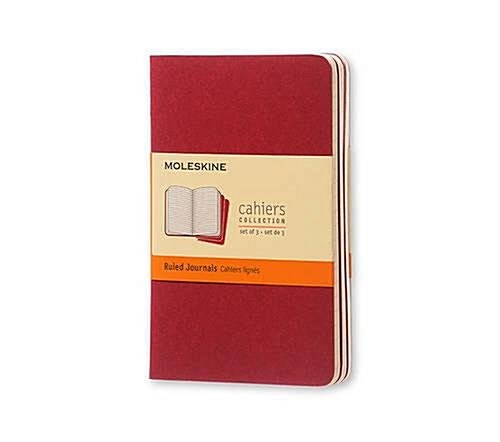 Moleskine Cahier Journal (Set of 3), Pocket, Ruled, Cranberry Red, Soft Cover (3.5 X 5.5) (Paperback)
