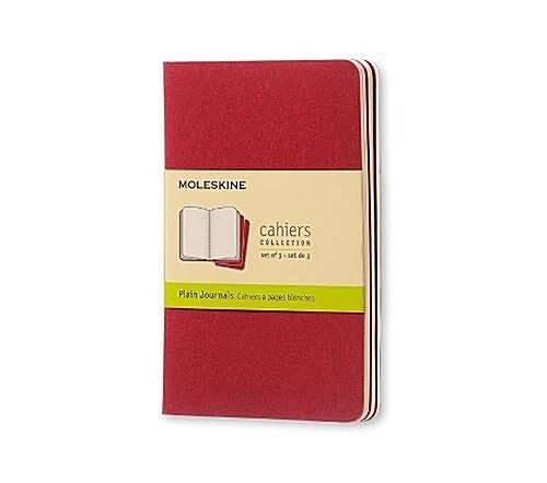 Moleskine Cahier Journal (Set of 3), Pocket, Plain, Cranberry Red, Soft Cover (3.5 X 5.5) (Paperback, Red)