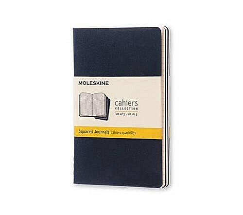Moleskine Cahier Journal (Set of 3), Pocket, Squared, Indigo Blue, Soft Cover (3.5 X 5.5) (Paperback, Blue)