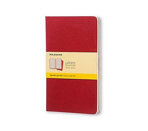 Moleskine Cahier Journal (Set of 3), Large, Squared, Cranberry Red, Soft Cover (5 X 8.25) (Paperback, Red)
