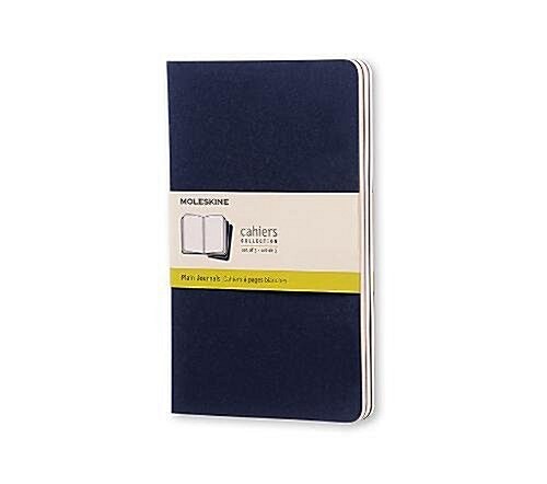 Moleskine Cahier Journal (Set of 3), Large, Plain, Indigo Blue, Soft Cover (5 X 8.25) (Paperback, Blue)