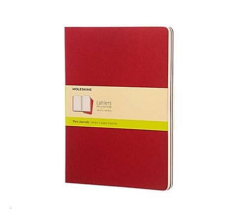 Moleskine Cahier Journal (Set of 3), Extra Large, Plain, Cranberry Red, Soft Cover (7.5 X 10) (Paperback, Red)