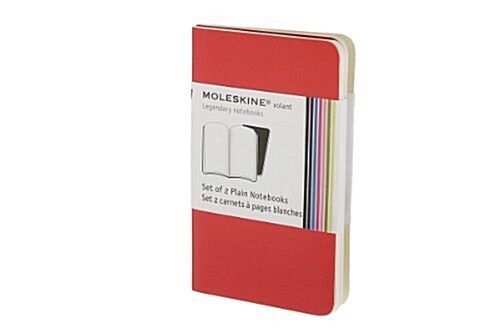 Moleskine Volant Notebook (Set of 2 ), Extra Small, Plain, Red (2.5 X 4) (Hardcover, Red)